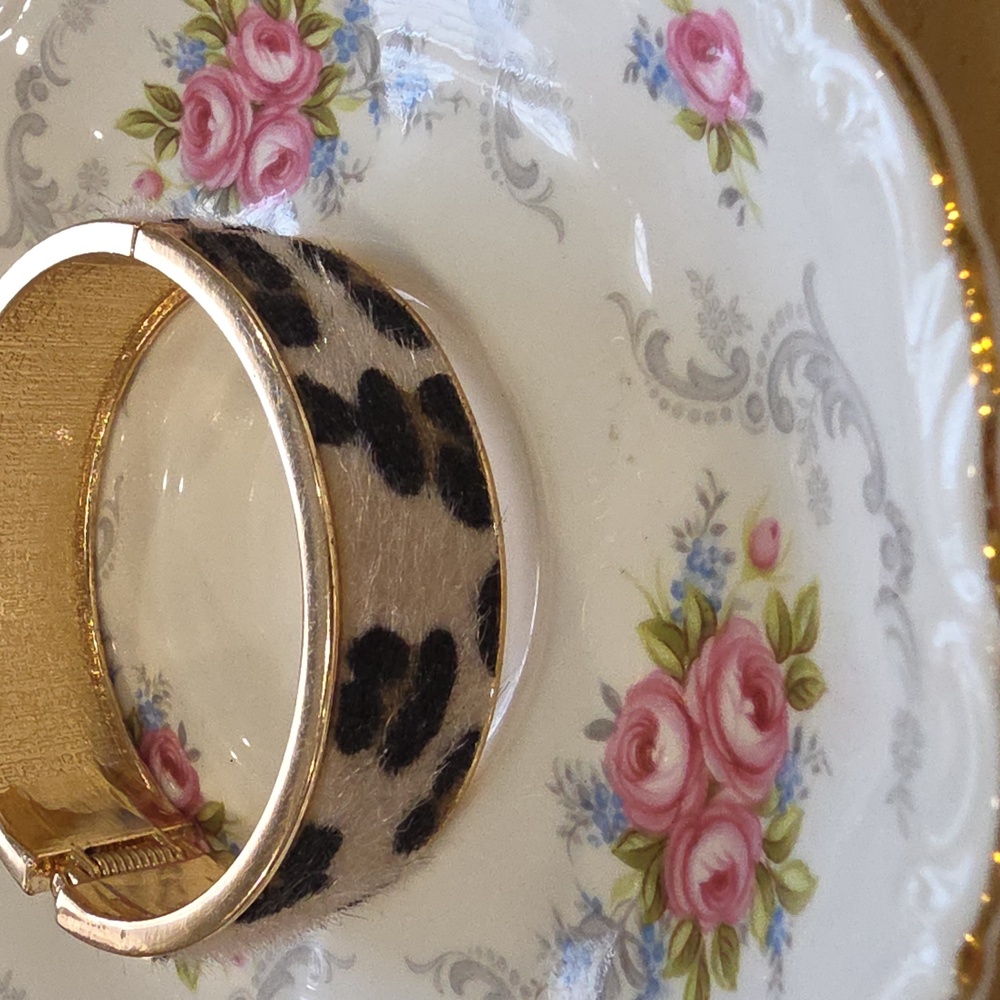 Plunder Leopard Print Gold Bangle Bracelet